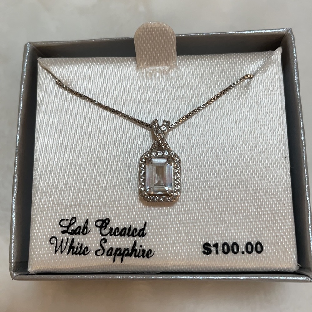 White Sapphires Necklace Sterling Silver